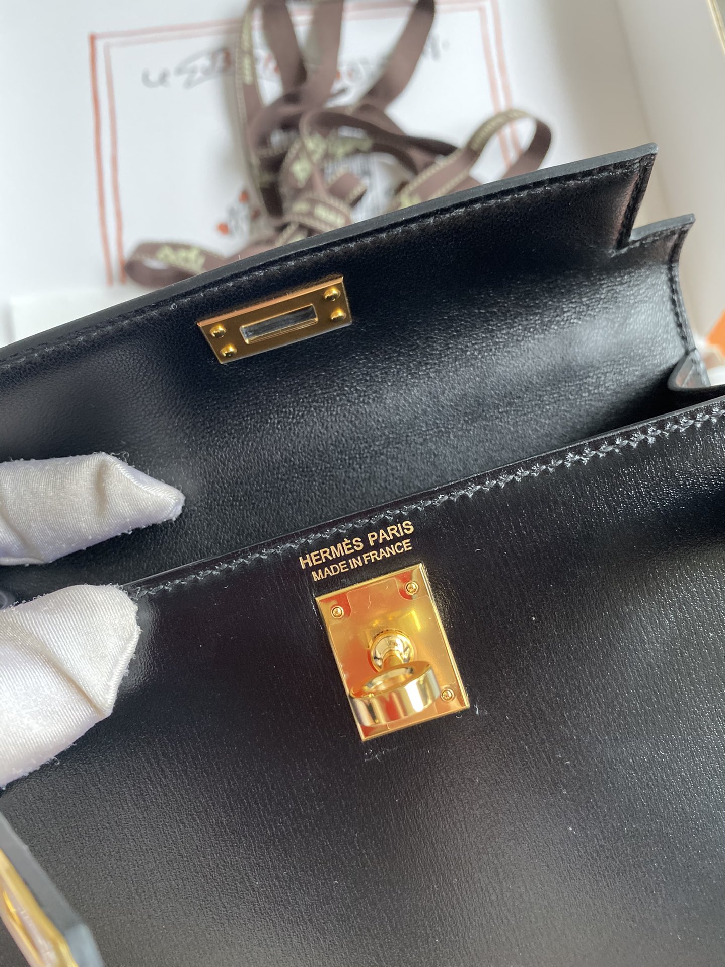 Hermes Kelly Mini II Bag 19CM In Black Box Leather